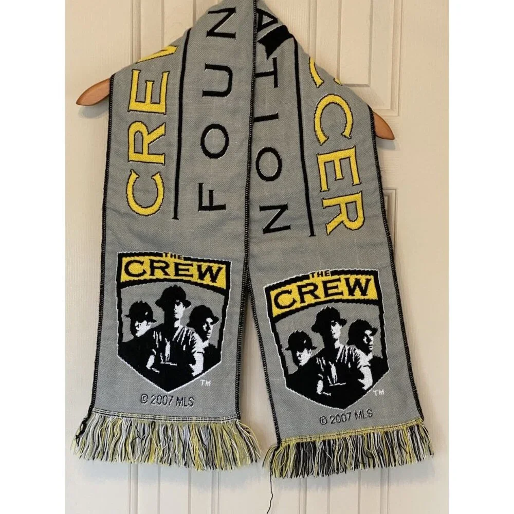 Crew Soccer Foundation Gray Black Yellow Men's Scarf 8X50 MLS 2007 Bam Bams